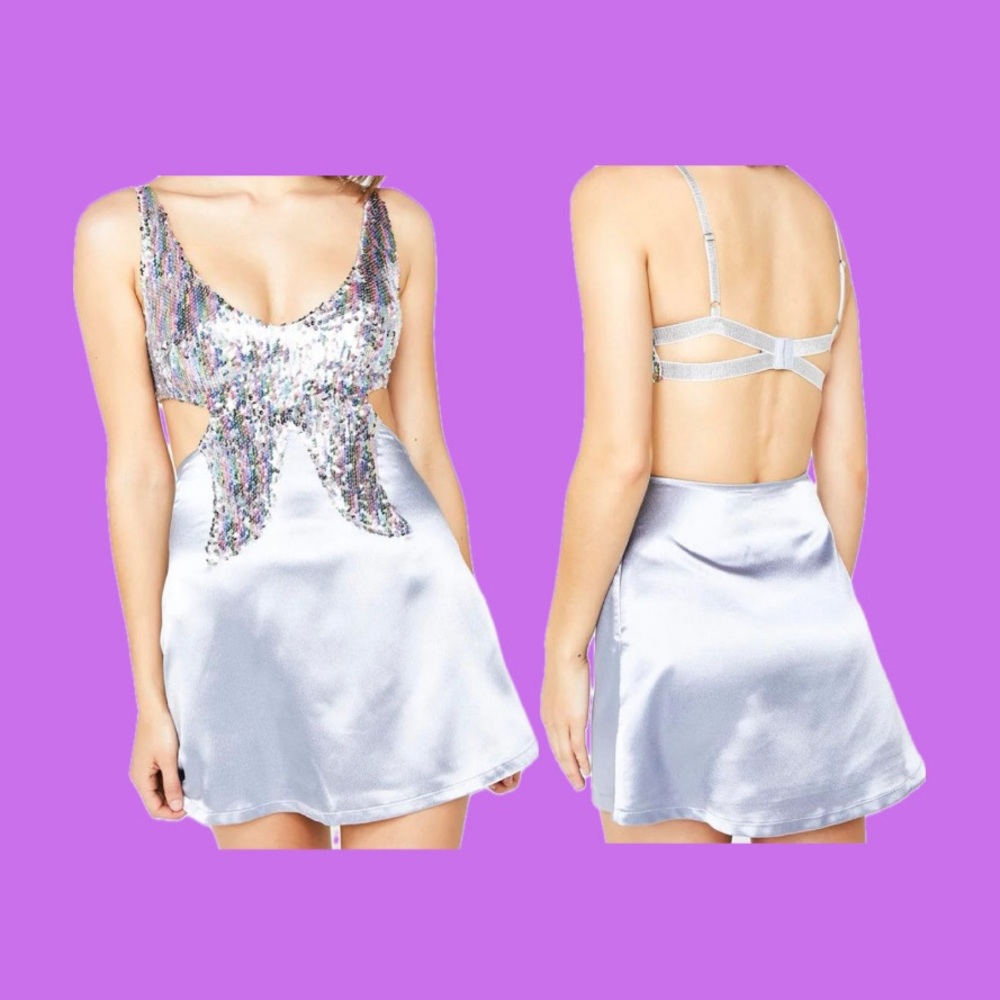 Backless butterfly sequin dress 🦋💜✨ Size M!